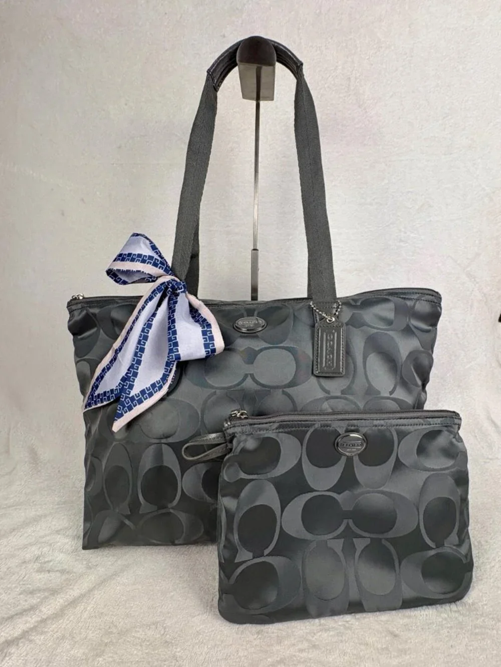 Coach Getaway Signature Nylon Packable Weekender Tote and Pouch with Scarf